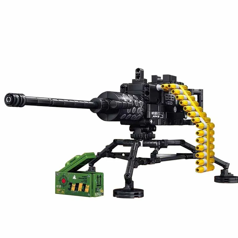 WW2 Military Browning M2 Machine Gun Assemble Model World War II Building Blocks Soldier DIY Sets Dolls Brick Children Toys Gift