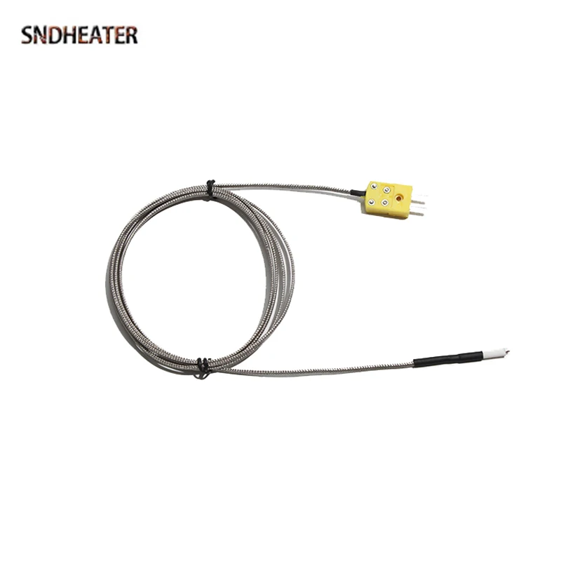 

SNDHEATER K Тип Металлическая экранирующая термопара Открытый керамический измерительный наконечник Датчик температуры Провод 1/2/3/4/5M с вилкой