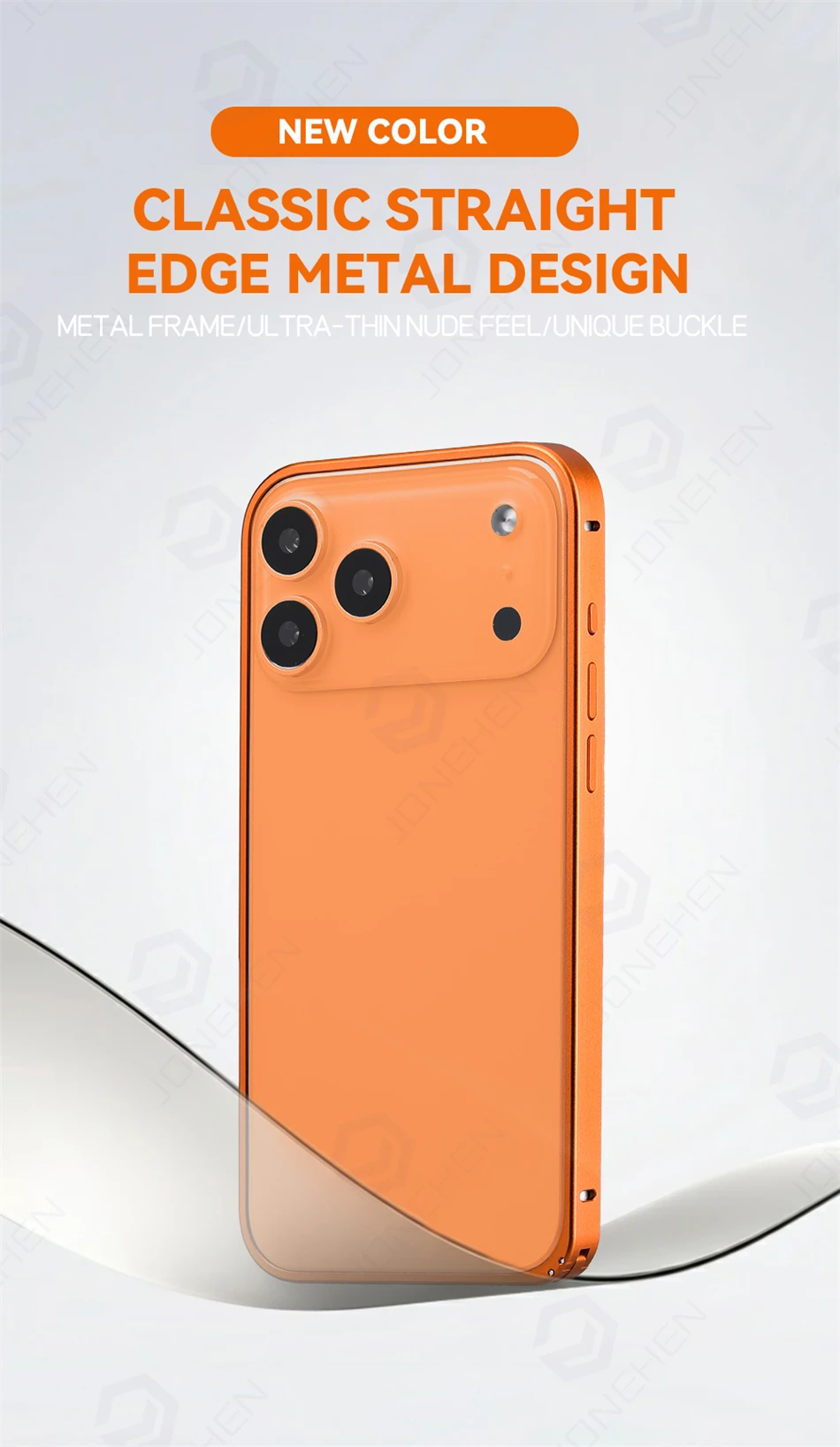 Für iPhone Air 12 13 14 15 16 17 18 Pro Max 18p Dünne Hülle Orange Dünner Bumper Luxuriöser Leichter Aluminium-Metallrahmen Legierungs-Schutzhülle – Detail 3
