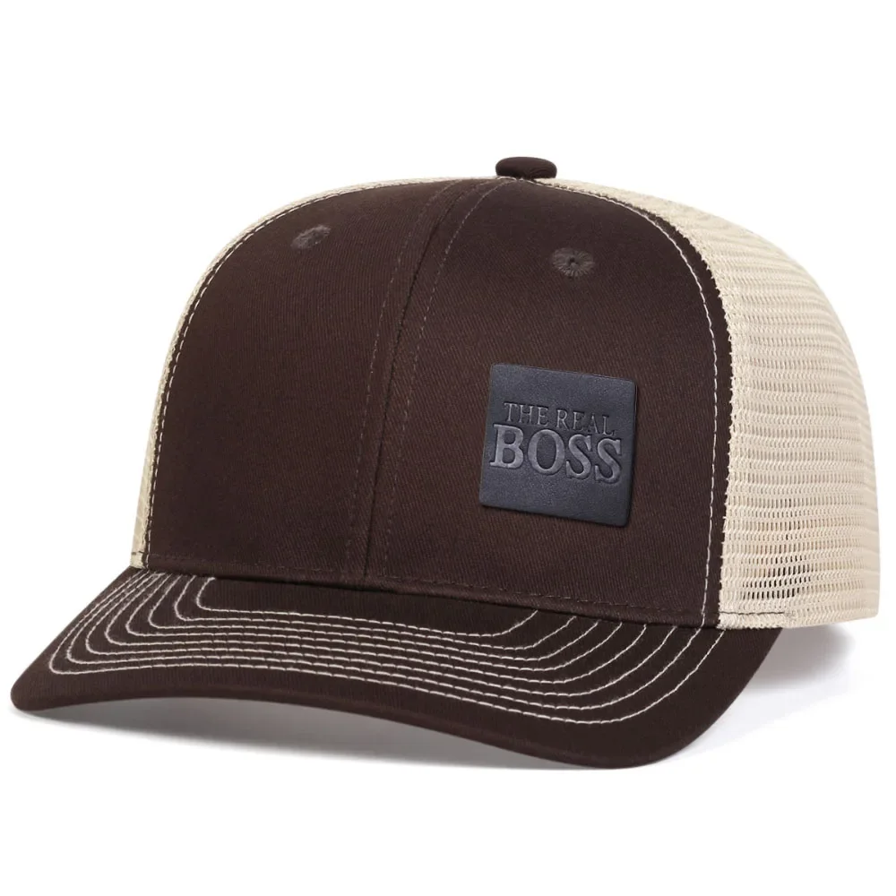 قبعة بيسبول The REAL BOSS للجنسين، قبعة شمس جلدية قابلة للتعديل للاستخدام الخارجي، كاجوال للصيف والربيع، واقي من الشمس قابل للتنفس