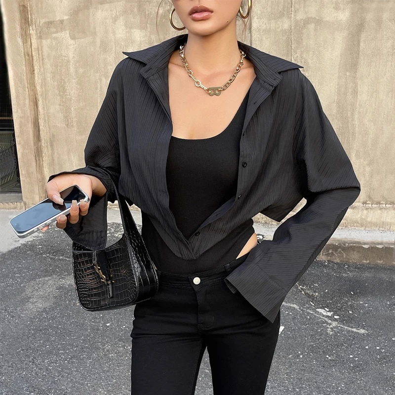 

Women's Rib Tank And Striped Shirt Two In One Bodysuit