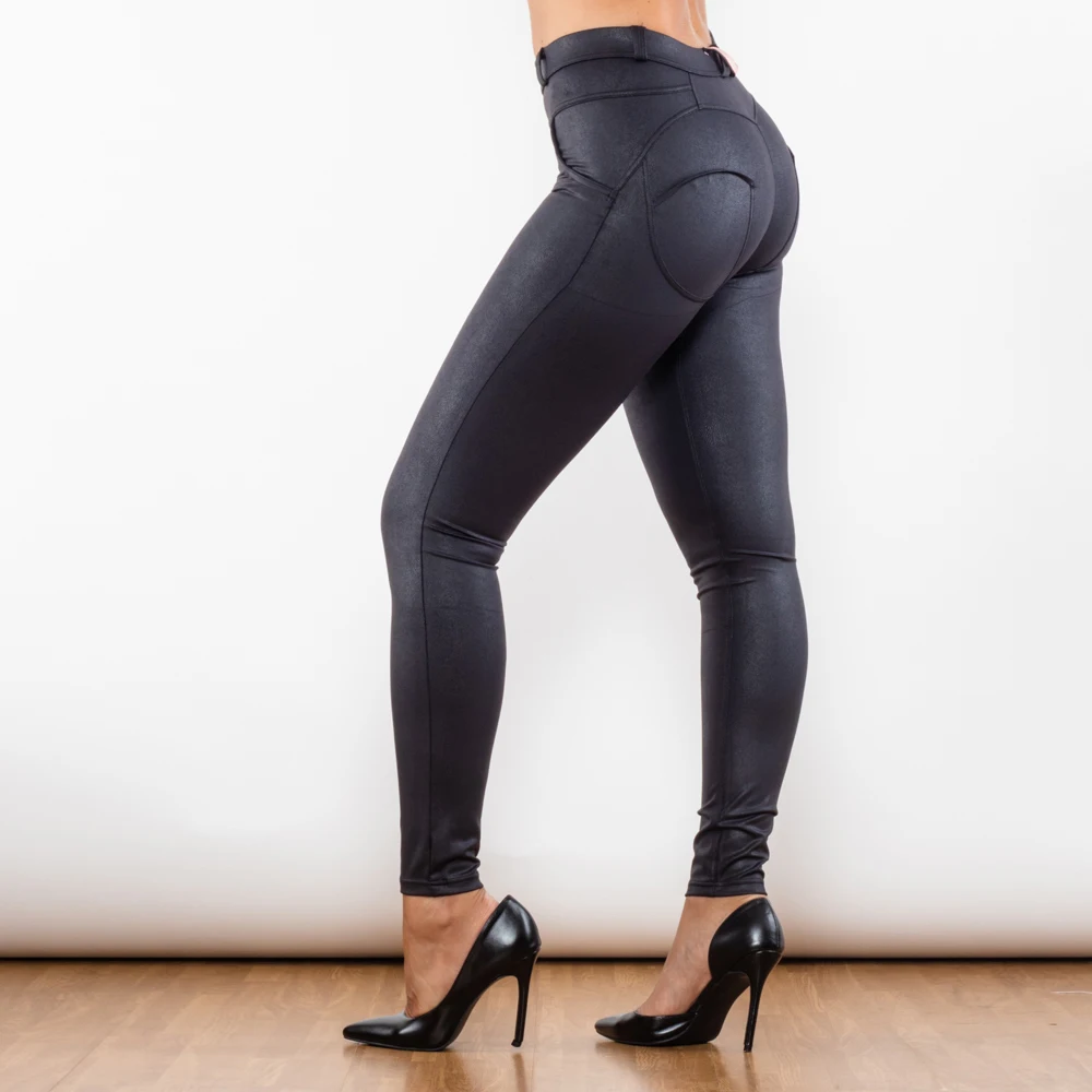 Shascullfites Women's Black Yoga Leggings Super Stretchable Breathable Crackle Coated Middle Lift Shaping Gym Pants