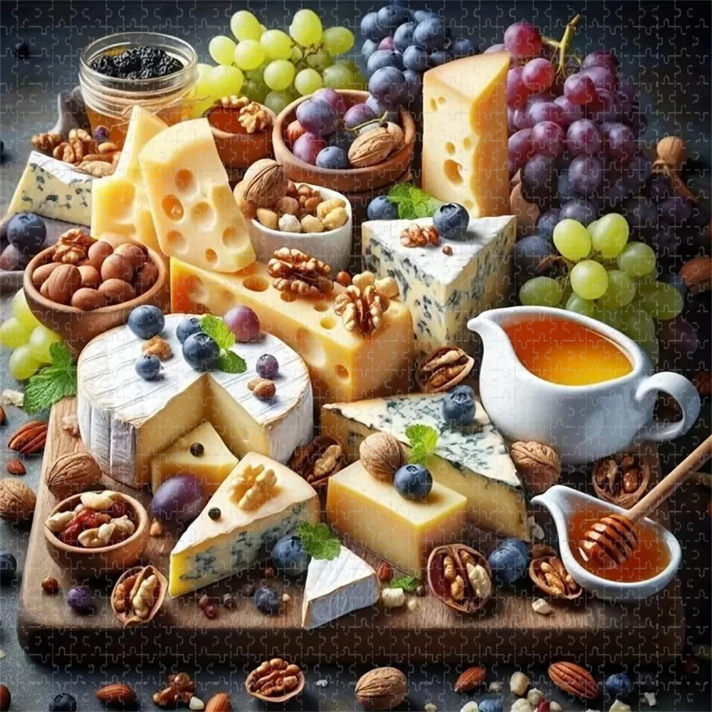 Large Size Adult Jigsaw Puzzle 500/1024 Pieces Puzzle Cake Dessert Paper Puzzle Decorative Painting Exercise Brain Thinking