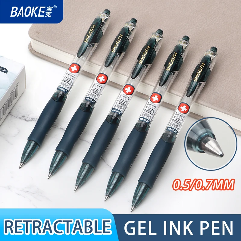 BAOKE PC1956 0.5mm/0.7mm 青黒ゲルペン ドクターペン ゲルインクローリングボールペン 細字