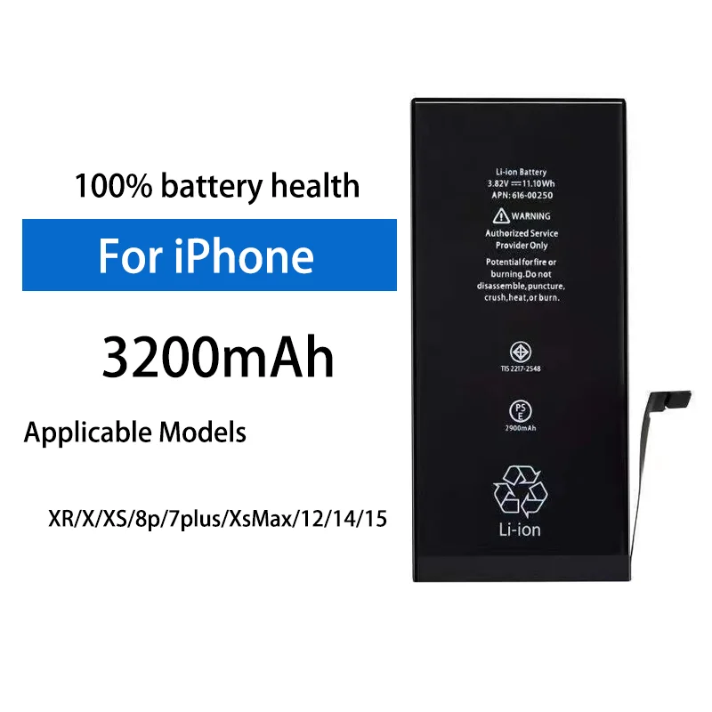 3200mAh High Density Powerful High Capacity Battery For Apple iPhone 7P 8P X XR XS XSMax 11 12 13 14 15 Stable Performance