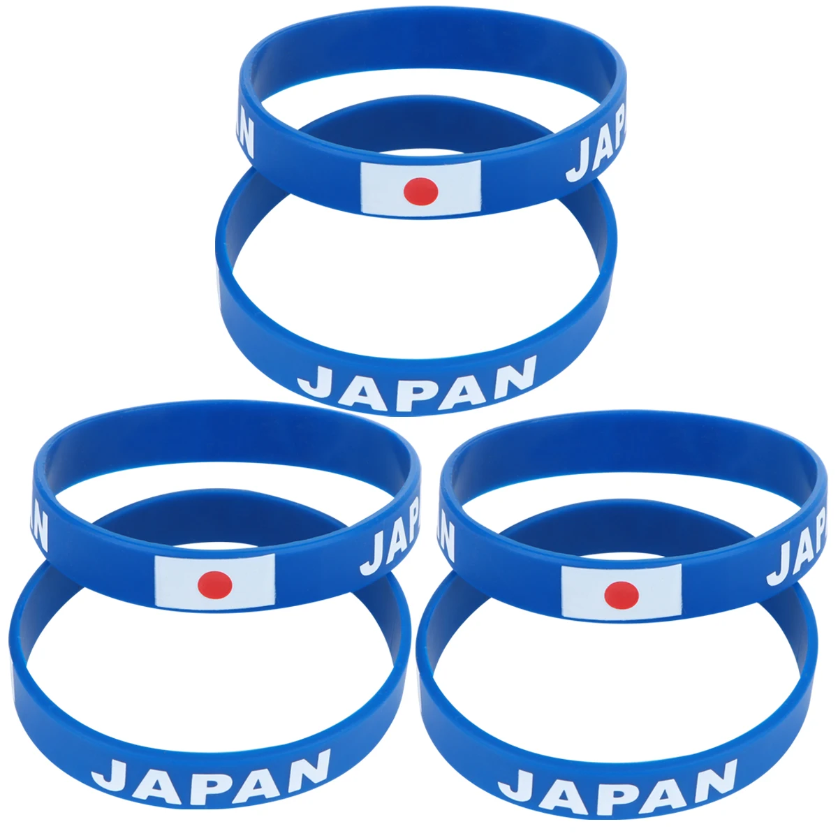 

6 Pcs Silicone Bracelet Japan Country Flag Wristbands Women Sweat Bands One Size Fits Most Football Match Accessories