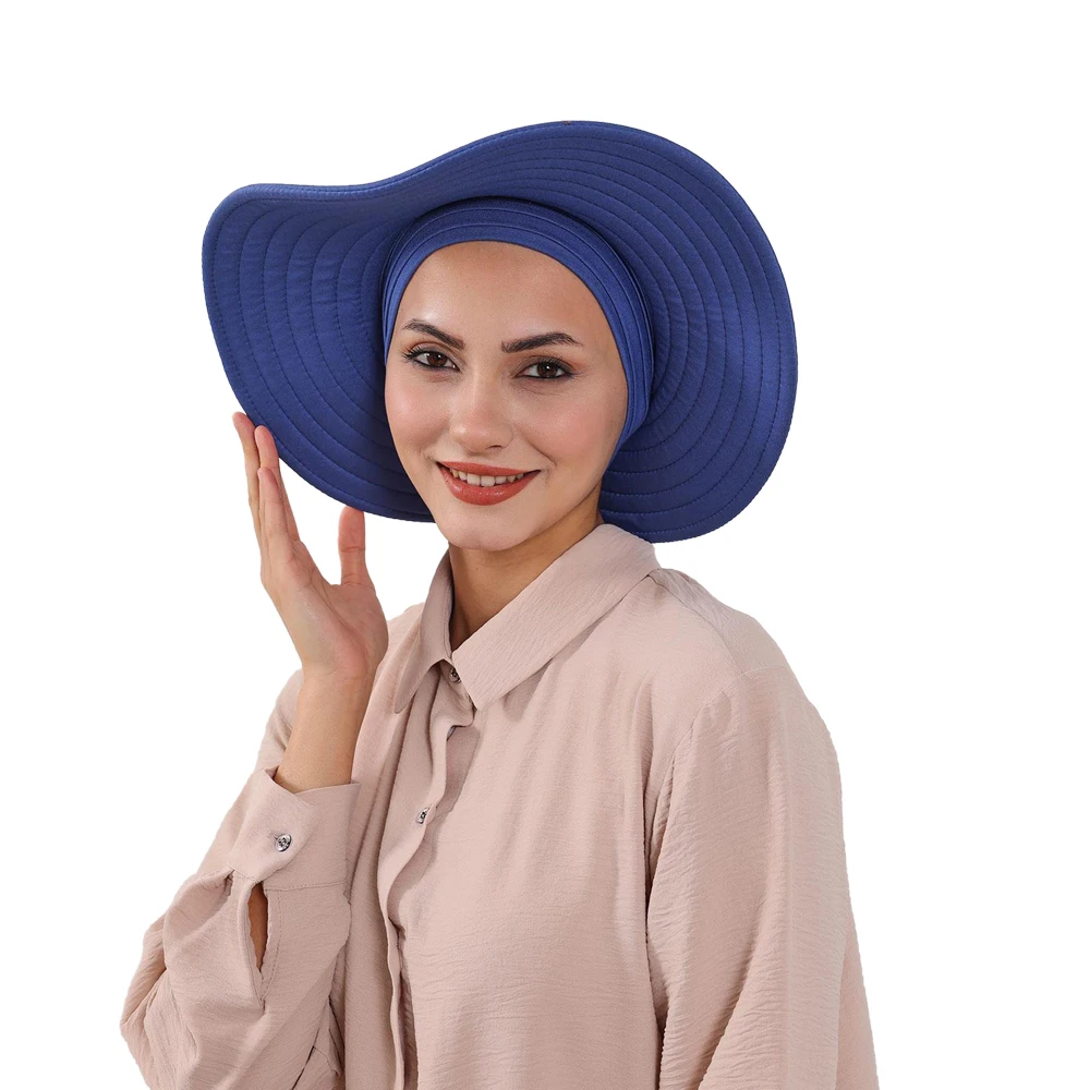 

Скромный солнцезащитный тюрбан со съемными полями-бабочкой для женщин, шляпа-хиджаб аэробина 2-в-1 со съемными полями
