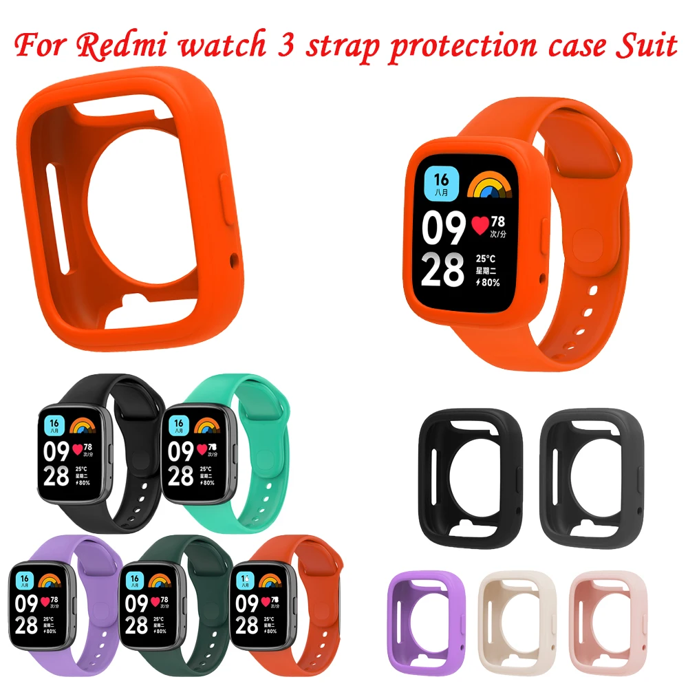 For Redmi Watch 3 Silica Gel Youth Edition Monochrome Strap Redmi Watch 3 Silicone protective case Shell Anti-Scratch Accessorie