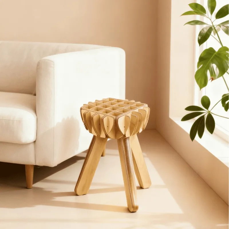 Lotus coffee table wooden splicing stool, home minimalist bedroom balcony coffee table material kit