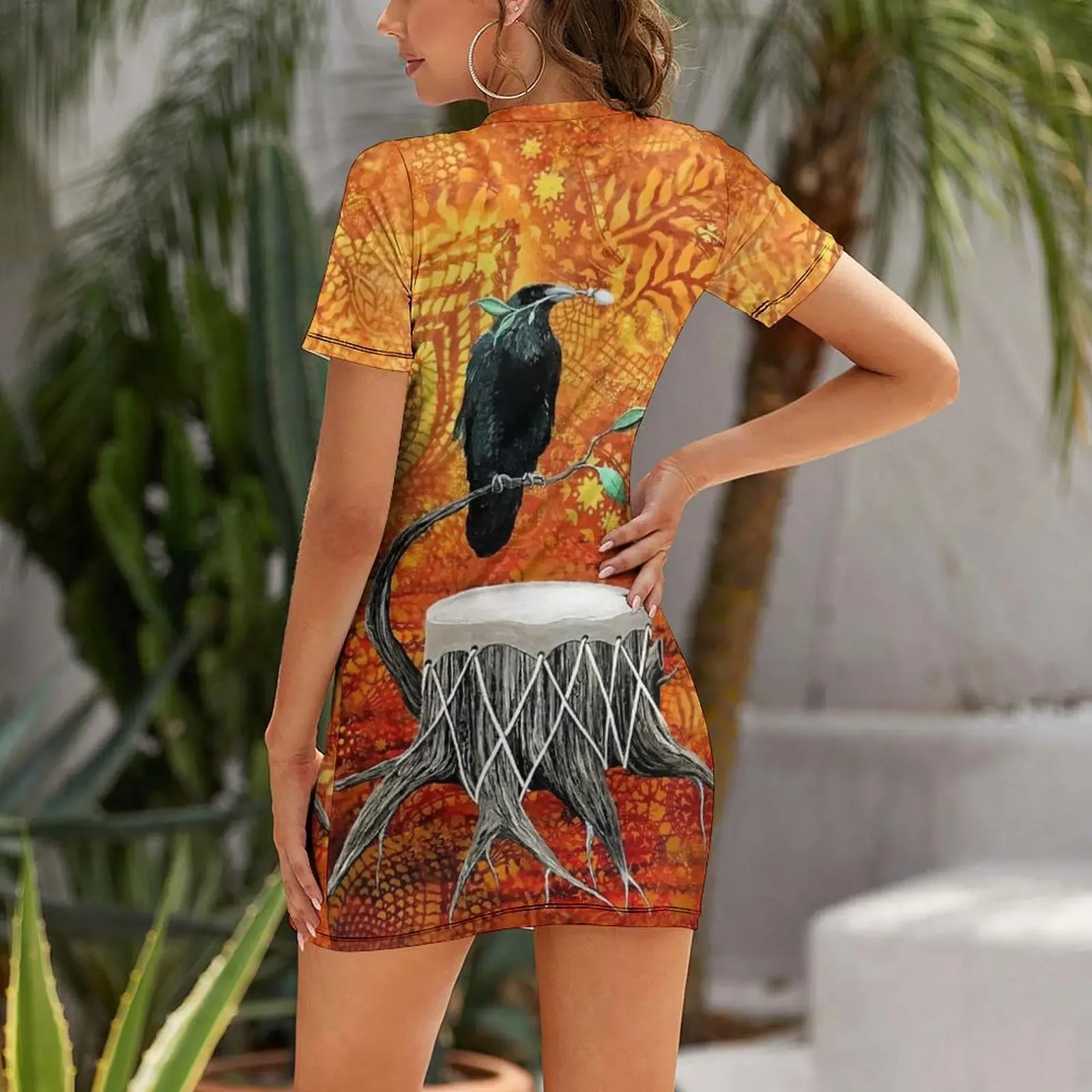 Raven and Drum by Linda Storm Short-Sleeved Dress dress women summer sexy short dresses daring