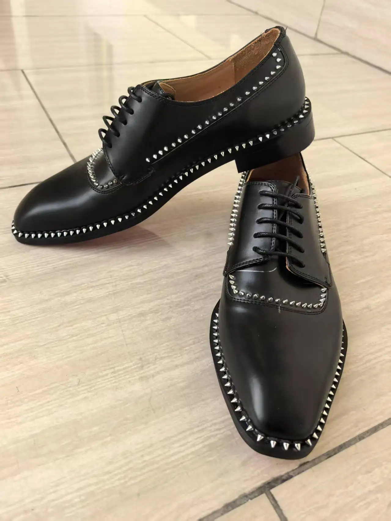 

Black Solid Square Toe Man Leather Shoes Formal Flat Low Heel Office Work Shallow Slip-on Men Casual Office Male Patchwork Shoe