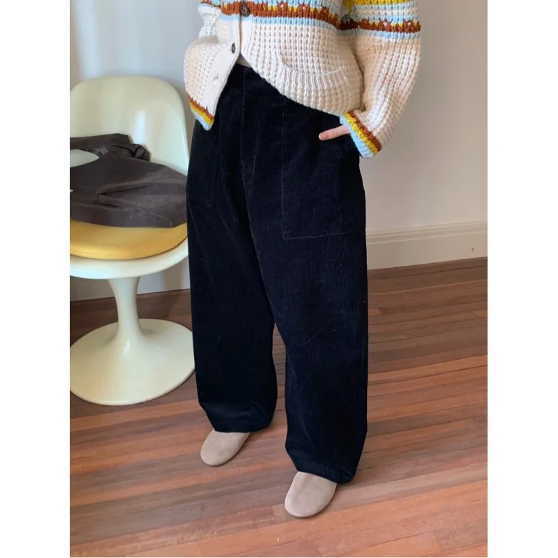 

Новые винтажные широкие брюки из плотного вельвета в стиле Lazy Style 2026 года, модные, универсальные, повседневные, длинные, в форме полумесяца
