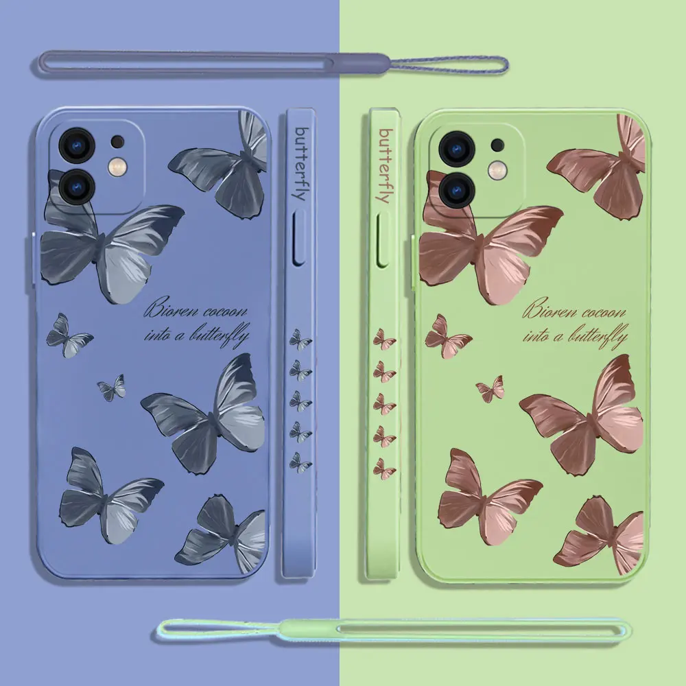 

Cute Red Blue Butterfly Phone Case For VIVO Y20 Y30 Y50 Y33T Y11 Y12S Y15 Y17 Y19 Y21 IQOO11 V23 V23E V21 X90 S1 Pro 5G Cover