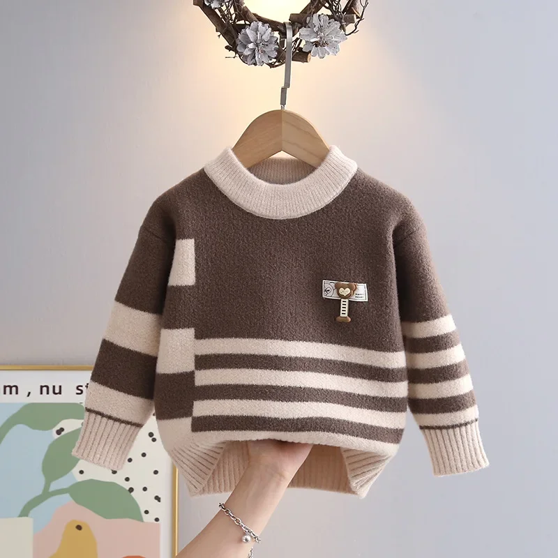 

Children's Color Matching Fashion Knitted Sweater for Boys Casual Autumn and Winter Bar Warm-keeping Top