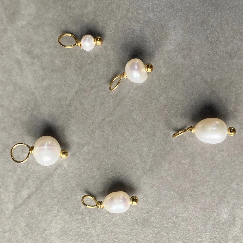 Zierliche Süßwasserperlen-Anhänger für Schmuckherstellung Edelstahl Kleine Perlenanhänger für Halskette Armband DIY Geschenk – Detail 7