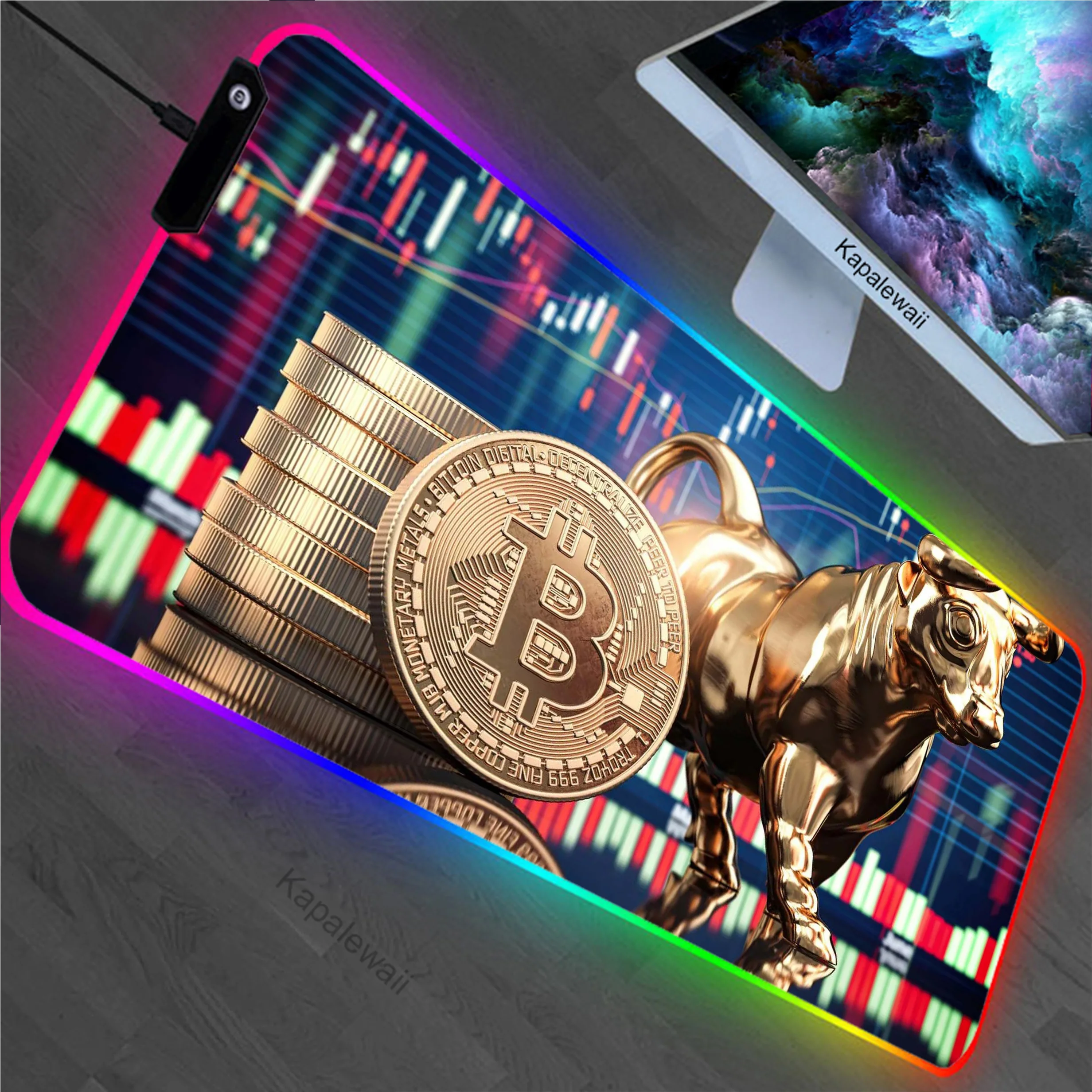 

Stock Market Chart Pattern RGB Gaming Mousepad Pc 90x40cm XXL Mouse Pad Mousemat Non-slip Rubber Pads Big Desk Mat Keyboard Pads