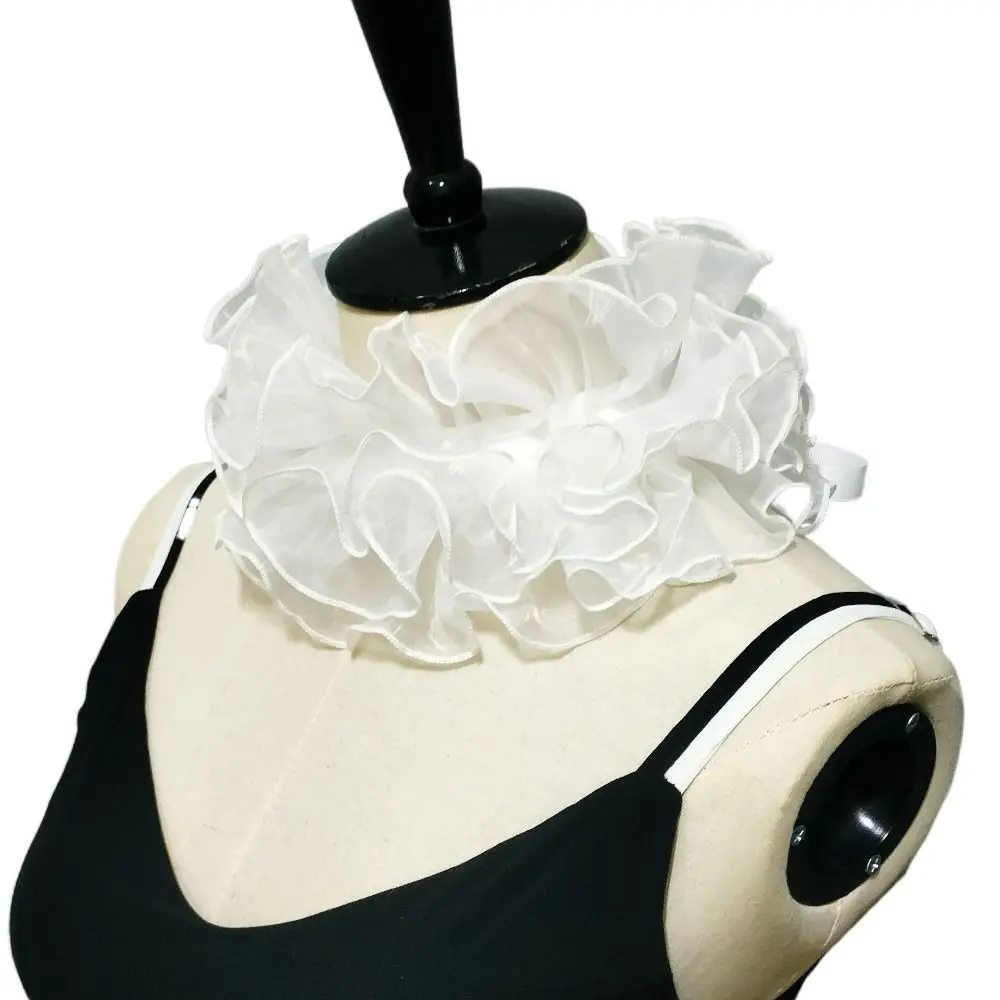 Fashion Fake Collar Victorian Detachable Jabot Collar Ruffled Lace Jabot Neck Collar Adults Stage Party Steampunk Accessory