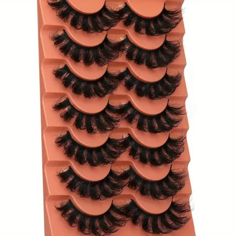 7 Paar luxuriöse 20 mm volle Wispy 8 DVolumeCurlyFakeEyelashes – weich, leicht, unzentriert und wiederverwendbare StripLashforaDramaticE