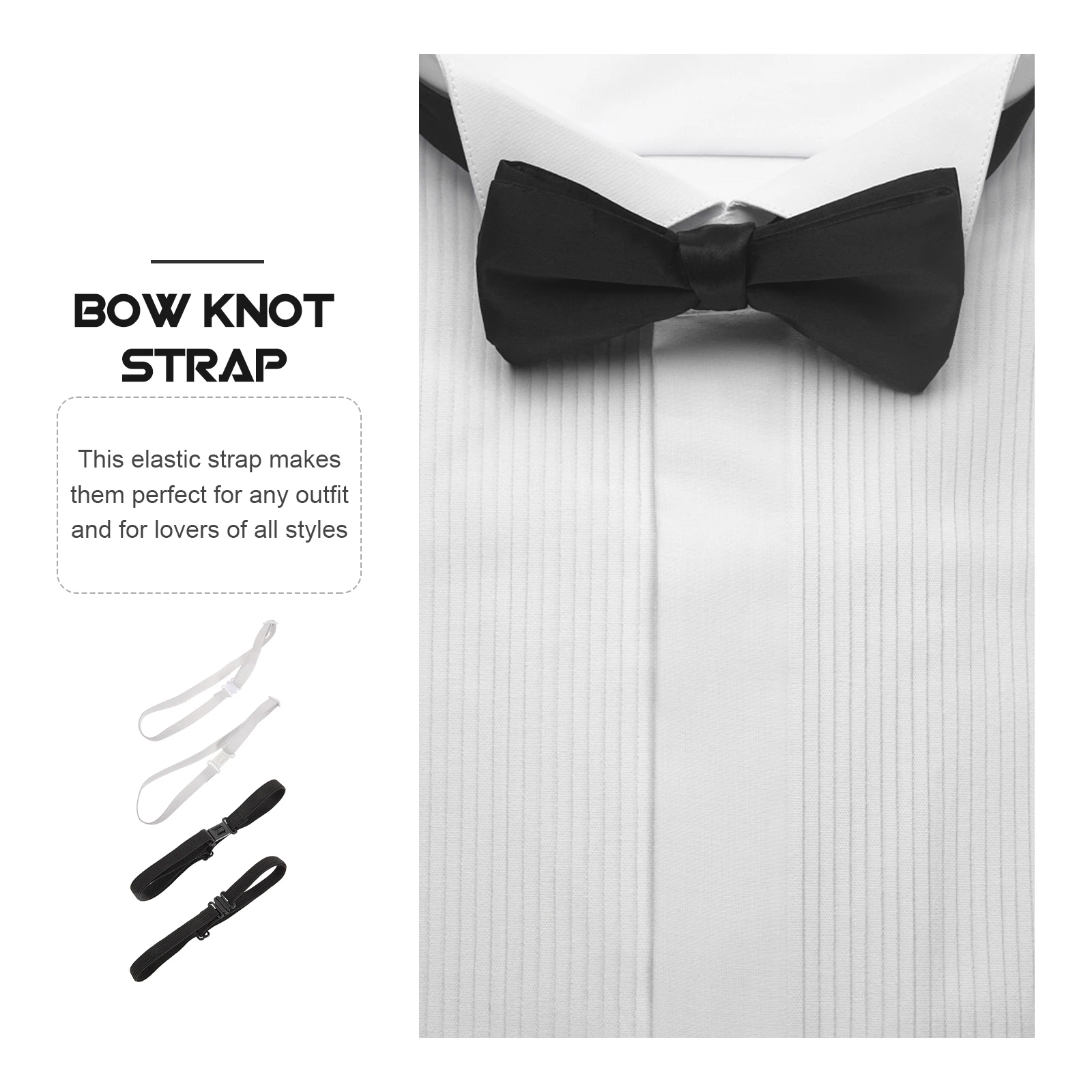 

20pcs Adjustable Bow Tie Extension Straps Elastic Tie Bands for All Sizes Navy Blue Men's Wedding Party Costume Accessory Belt