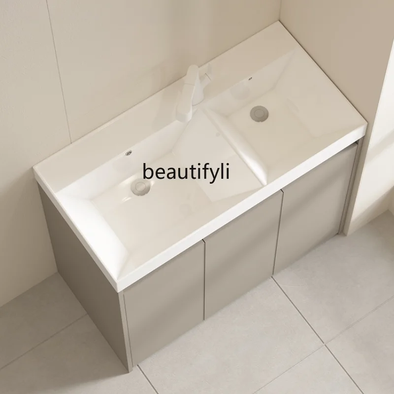 Double Inter-Platform Basin Wash Basin Ceramic Integrated Washstand Bathroom Cabinet Floor Sink