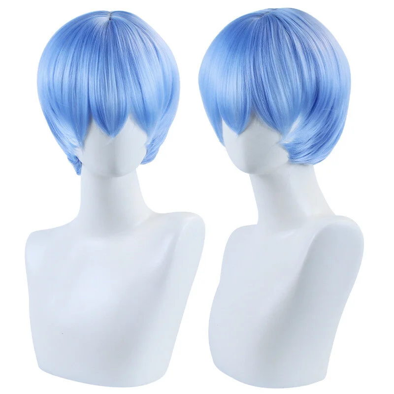 

Women Wig Ladies Wig Short Curly Light Blue Classic Synthetic Hair Wig