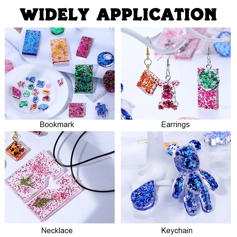 Epoxy Resin Silicone Molds Starter Kit All in One Office Home Decor Art Clear Craft Jewelry Making Kit for Keychain Necklace DIY view 6