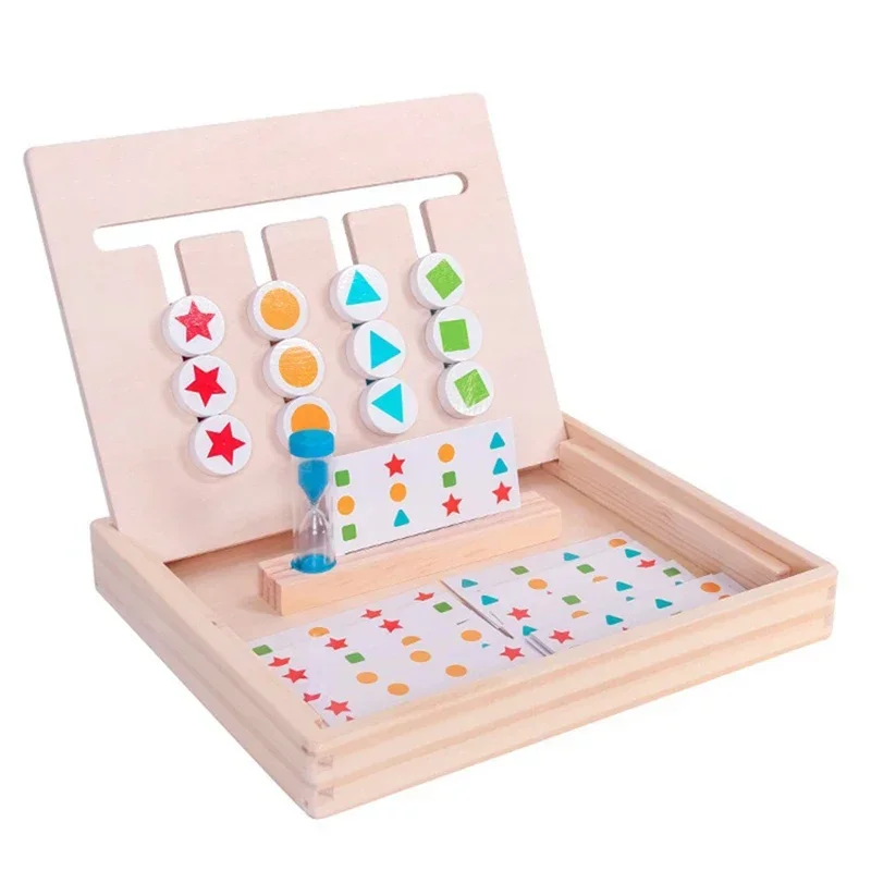 Kids Baby Montessori Wooden Color Shape Matching Cognition Board Logical Reasoning Training Learning Box Early Educational Toys