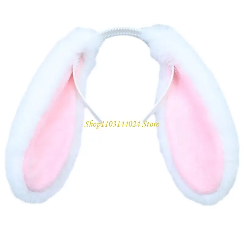 

N5KE Cartoon Plush Lop-eared Headband Long Rabbit Ears Hair Hoop Cosplay Props Hairband All-match for Street