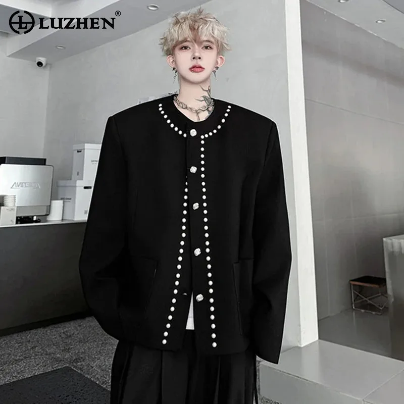 

LUZHEN жемчужный лоскутный декор, повседневная куртка, мужская модная брошь с краями, осень 2022, высокое качество, красивая элегантная мужская одежда JY4771