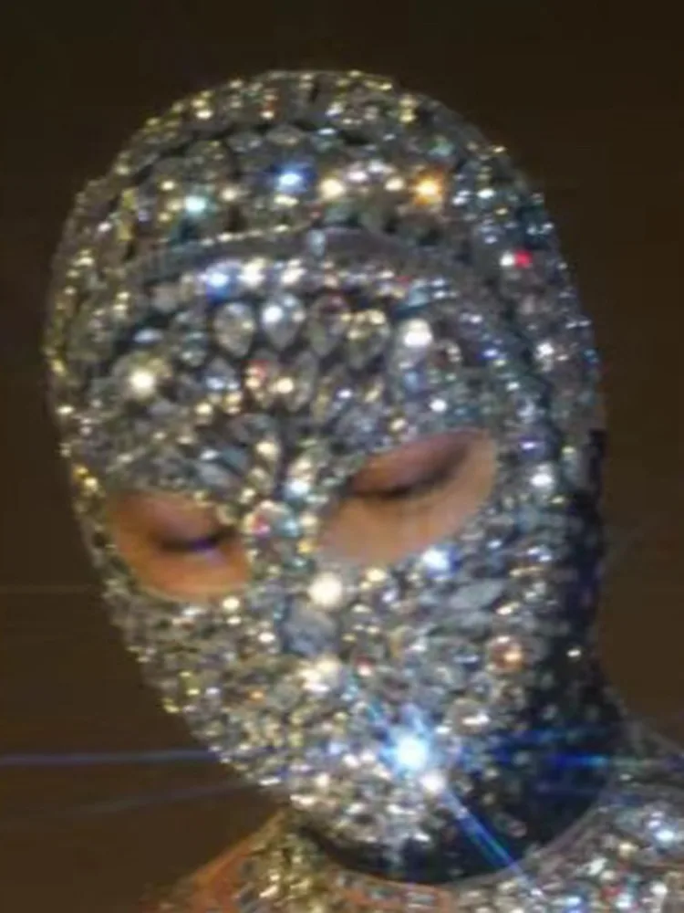 Nowy przebranie nago Gogo taniec na rurze Rave Flesh Color trykot mężczyźni seksowny kombinezon ze strasami maska ​​scena świętuj kostium