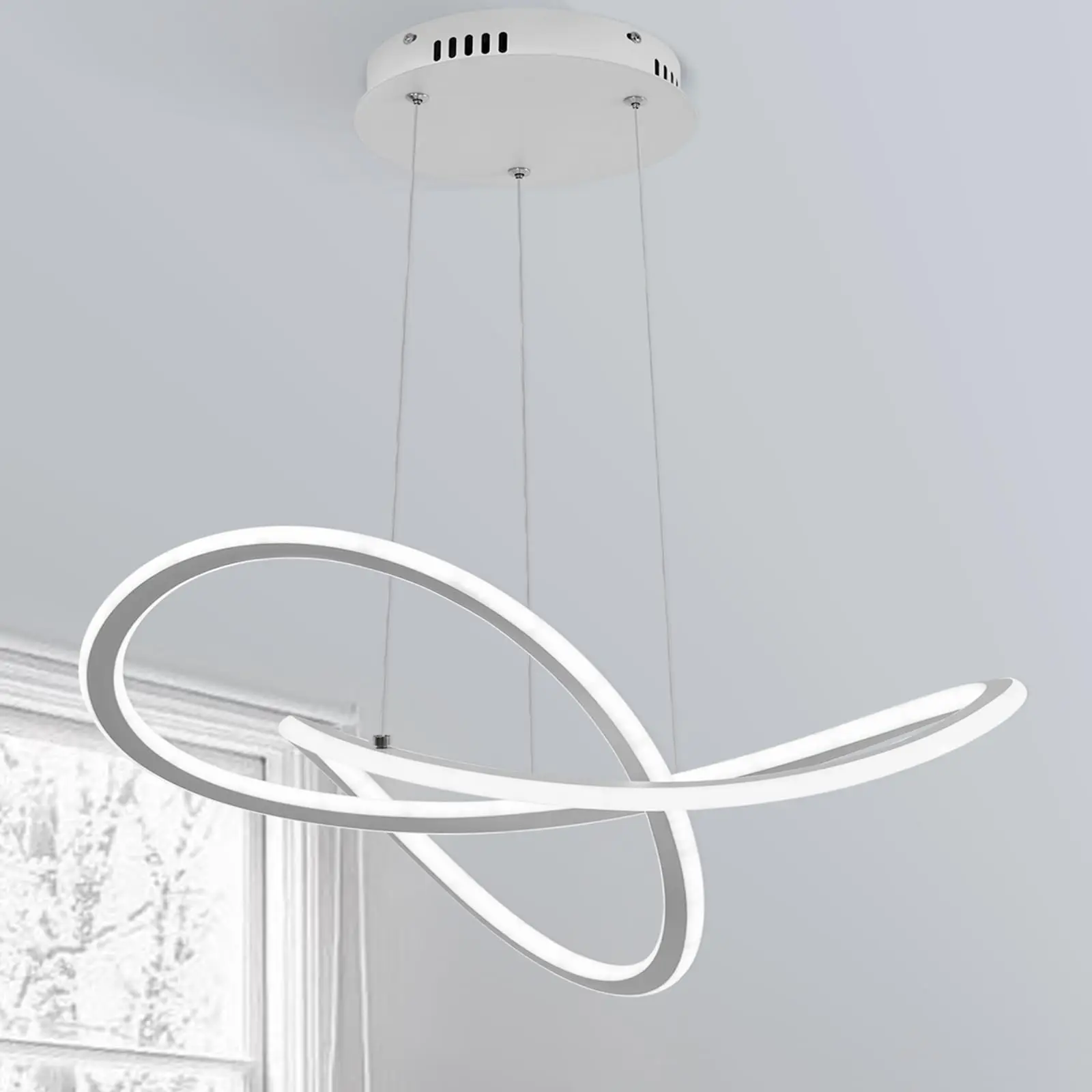 LED 23.6 inch creative gold/black pendant light, clover shaped remote control 3cct hall/corner/study 110-220v