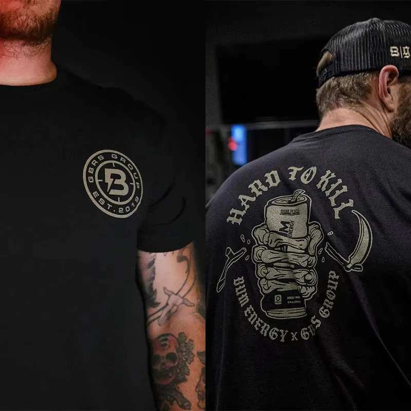 Vintage T-Shirt Skeleton Hand Energy Can Graphic 2026 New Unisex Tee Front Back Print Slogan Gift for Him Tactical Streetwear