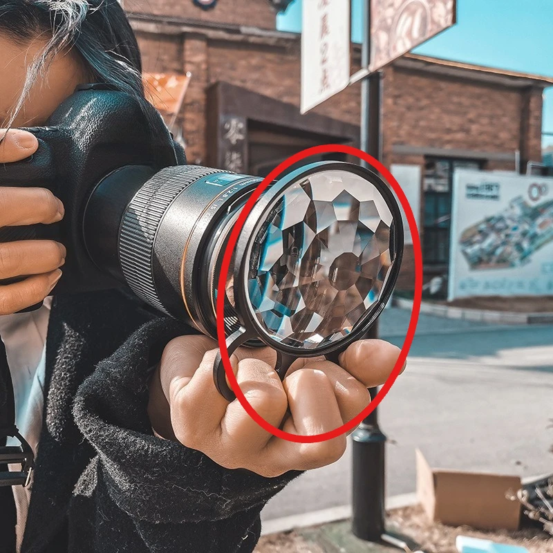 Handheld Kaleidoscope Glass Prism Lens DSLR Camera Filter Magical Refraction Visuals Creative Photography Accessory