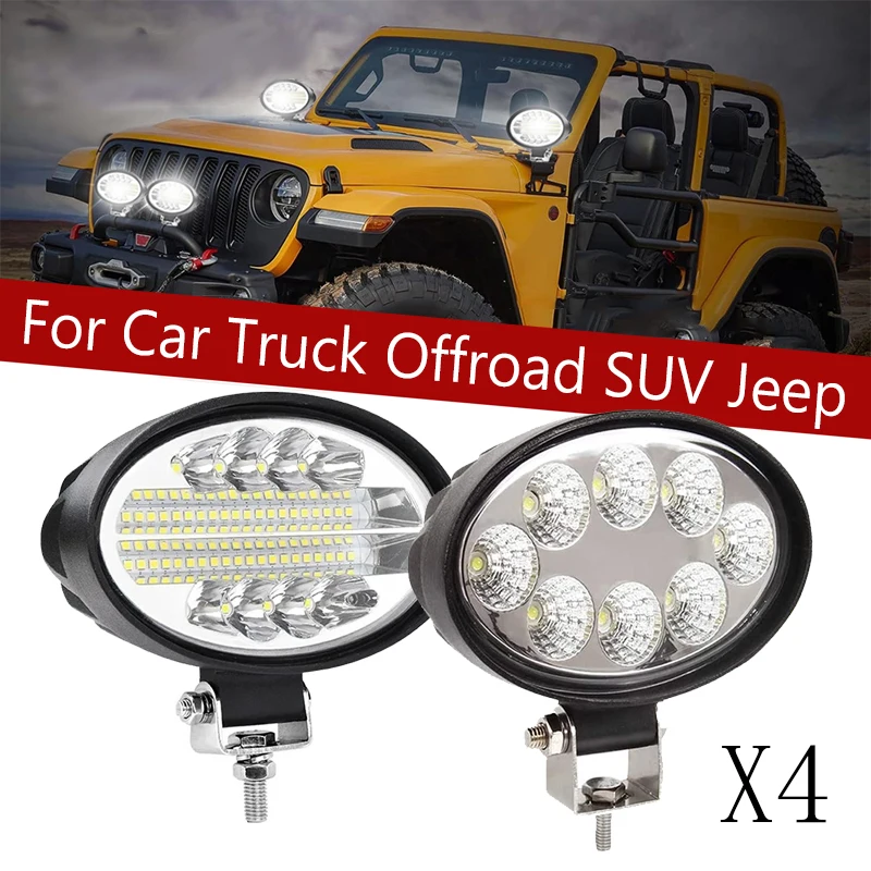 Car LED Work Lamp Fog Light 5inch 24W Oval LED Work Lamp Fog Light Truck OffRoad Tractor Flood Beam Direct Current 12V 24V