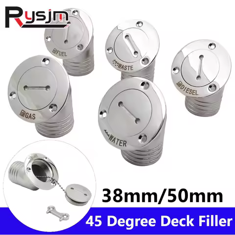 Customized H 45 Degree Deck Filler Key Cap 316 Stainless Steel GAS DIESEL FUEL WASTE WATER 38mm 50mm Marine Boat Yacht Hardware