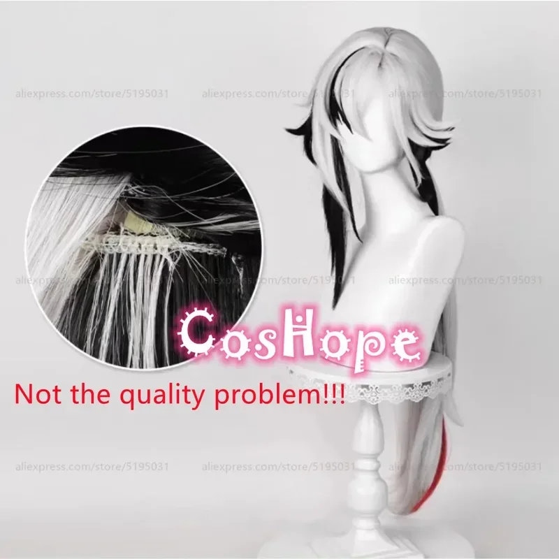 Fontaine Arlecchino คอสเพลย์วิกผมยาวสีขาวเงินสีดําวิกผมคอสเพลย์อะนิเมะวิกผมสังเคราะห์ทนความร้อนวิกผม