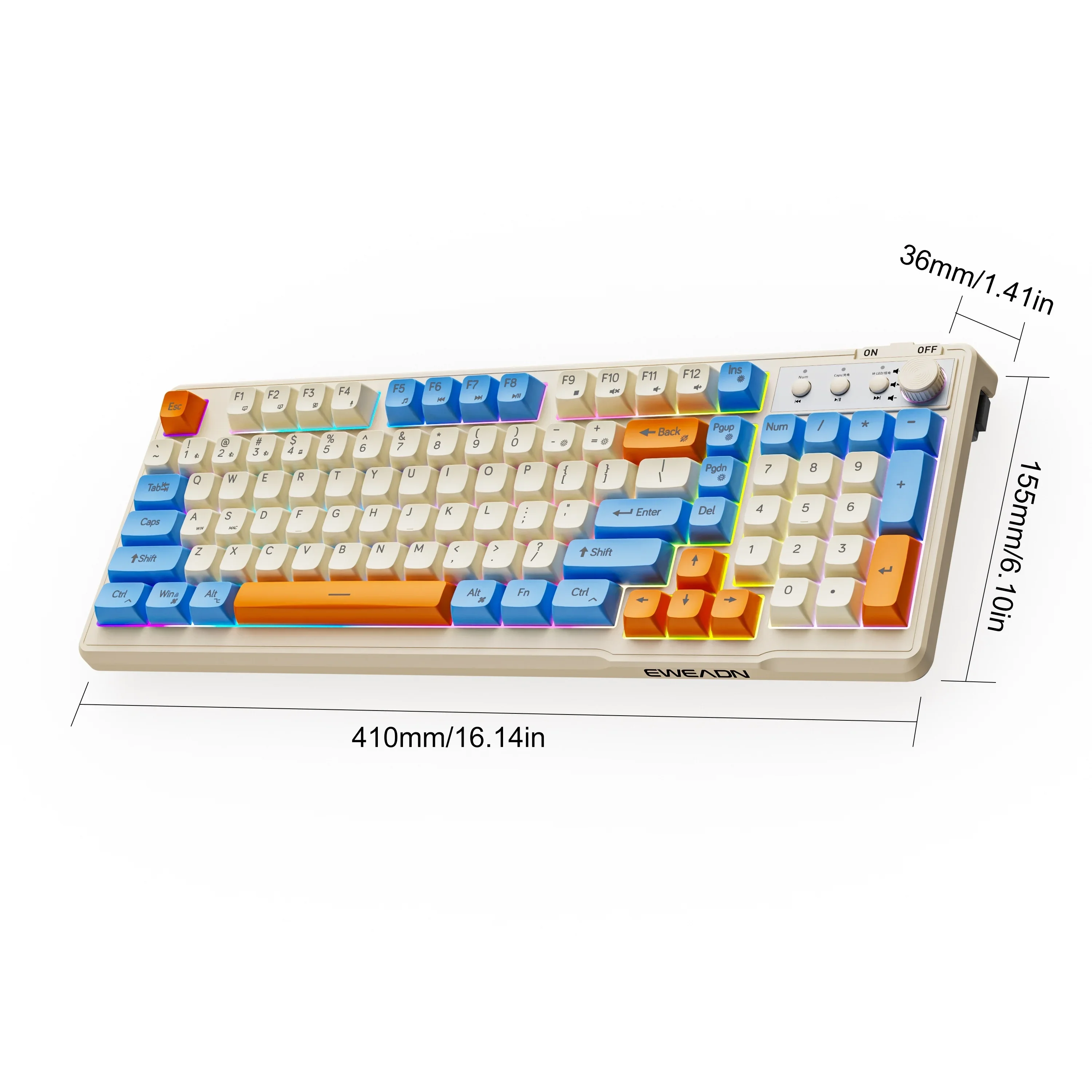 

Беспроводная игровая клавиатура EWEADN V98, 98 клавиш, BT5.0, перезаряжаемая, с RGB-подсветкой и PBT-клавишами для бесшумной работы в офисе и игр