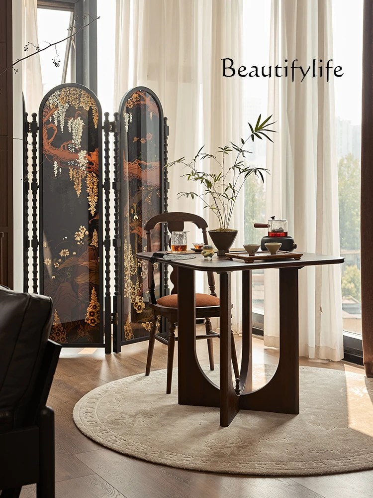 

New Chinese style tea room balcony small tea table Japanese style household solid wood simple small tea table