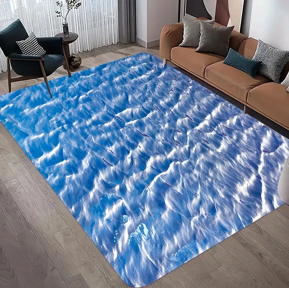 Beach Ocean Wave Design Ultra-Soft High-Density Microfiber Area Rug Perfect for Home Decor Bedroom Living Room Kids Playroom Mat