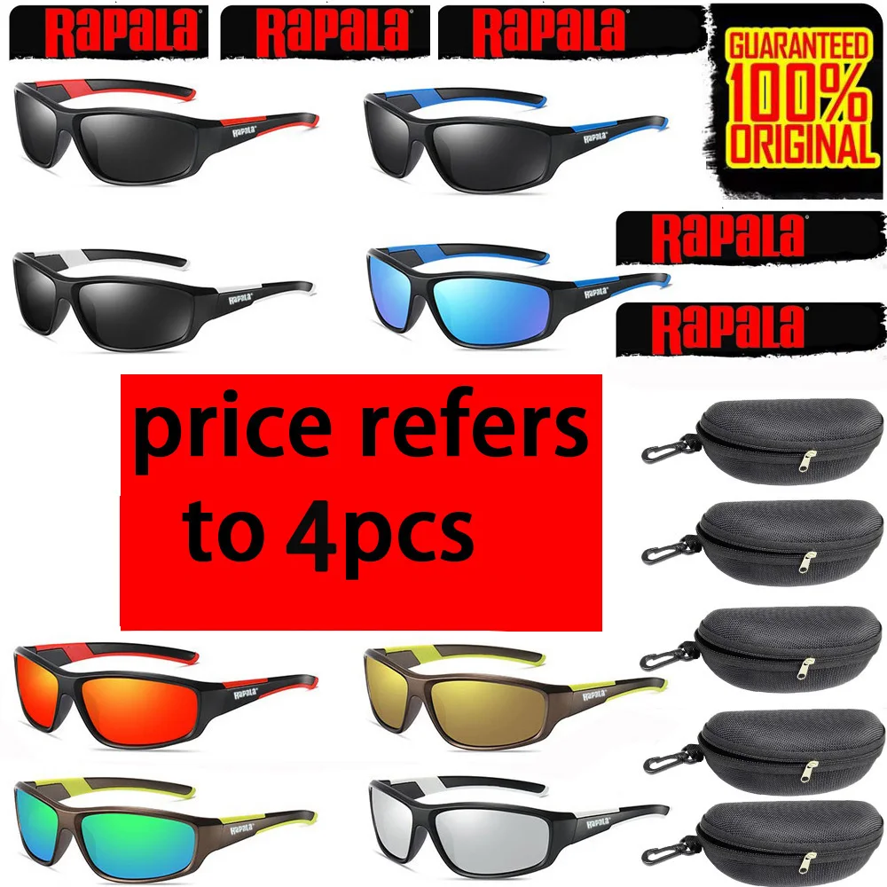 RAPALA 4PCS Fashion Square Polarized Sunglasses Men Women Outdoor Sports Fishing Riding Hiking Sunglasses