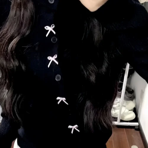 블랙 카디건 한국 스타일 헐렁한 패션 블랙 니트 여성용 블랙 카디건 니트 카디건 블랙 여성용 니트 카디건 