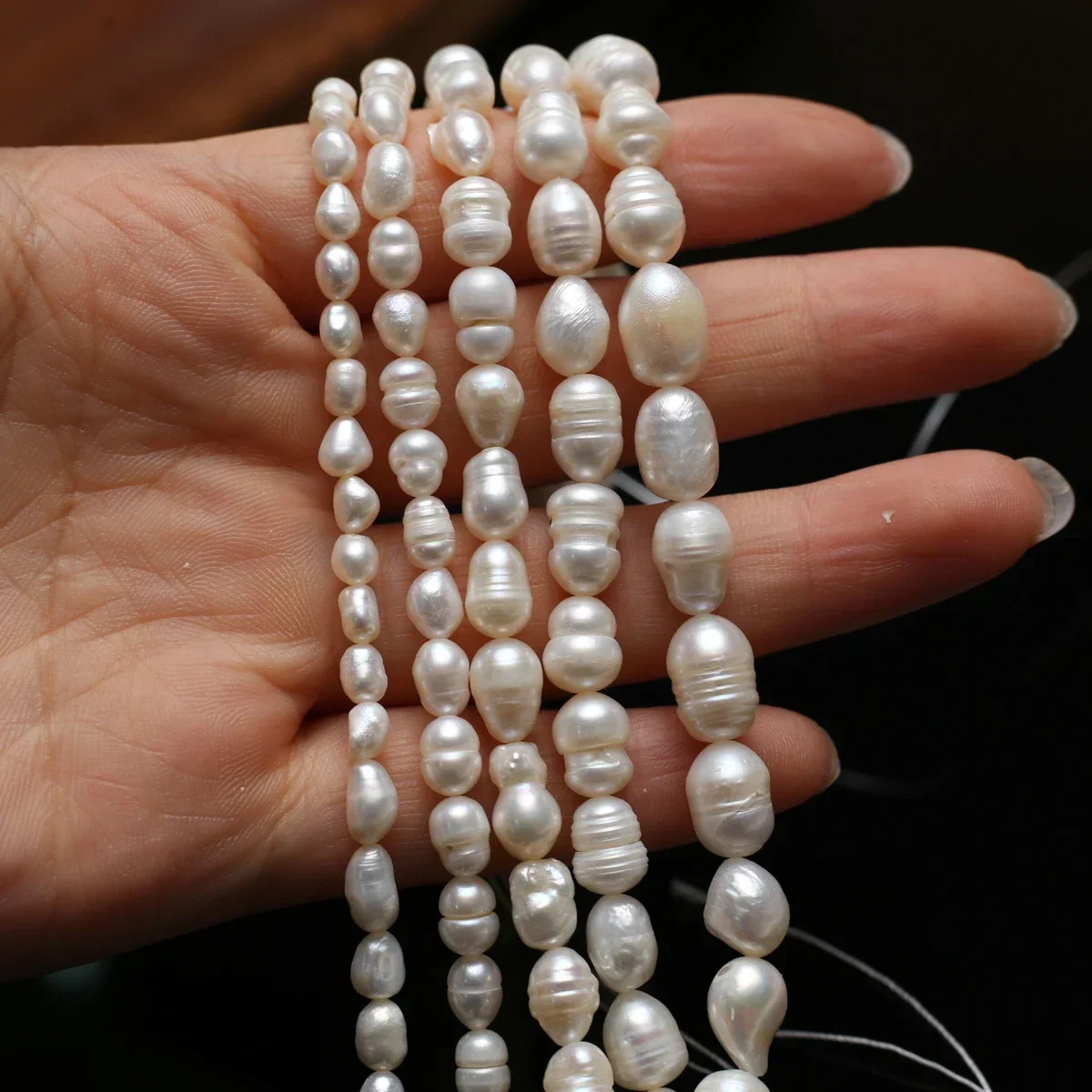 AA18cm Hot Sale High-Luster Natural Freshwater Rice Pearl Isolated Bead Women Gift Jewelry MakeDIY Necklace Bracelet Accessories