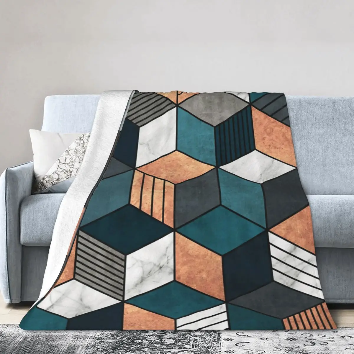 

Copper, Marble And Concrete Cubes Bed Blanket Bed Covers Luxury Blanket Flannel Blanket Air conditioning blanket