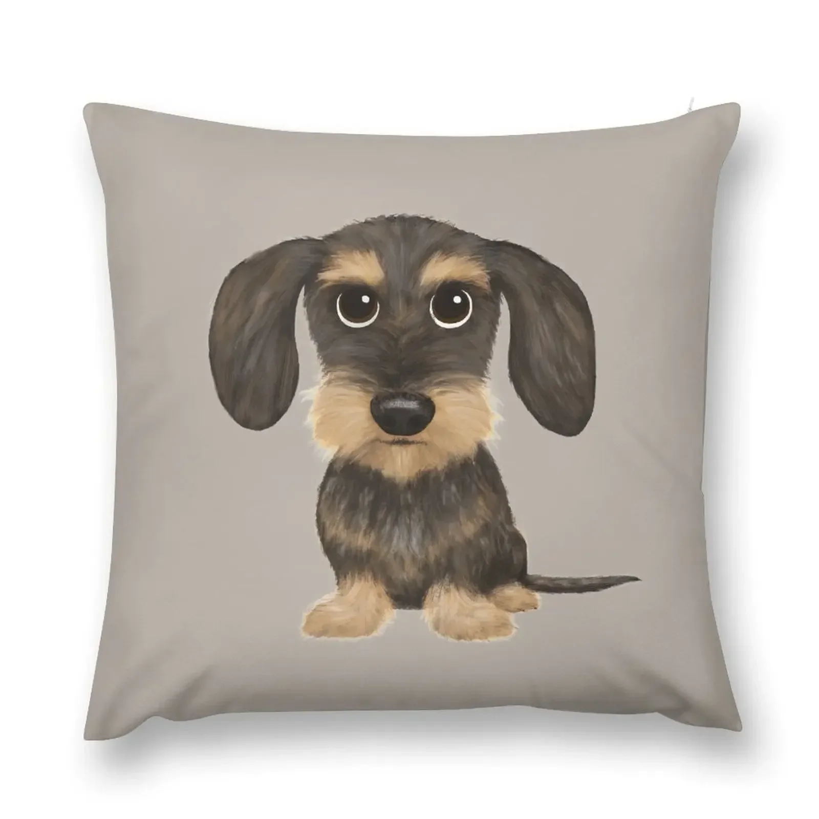 Wirehaired Dachshund Cute Wire Haired Wiener Dog Wild Boar and Tan Teckel Throw Pillow Pillows Aesthetic Pillow Cases pillow