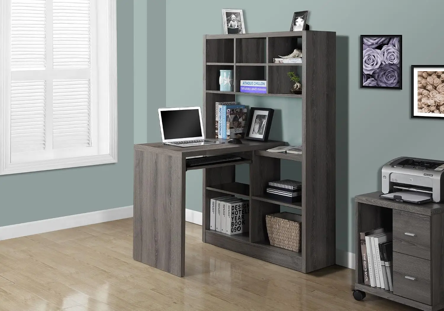Corner Desk with Adjustable Shelves & Storage Bookcase, 60