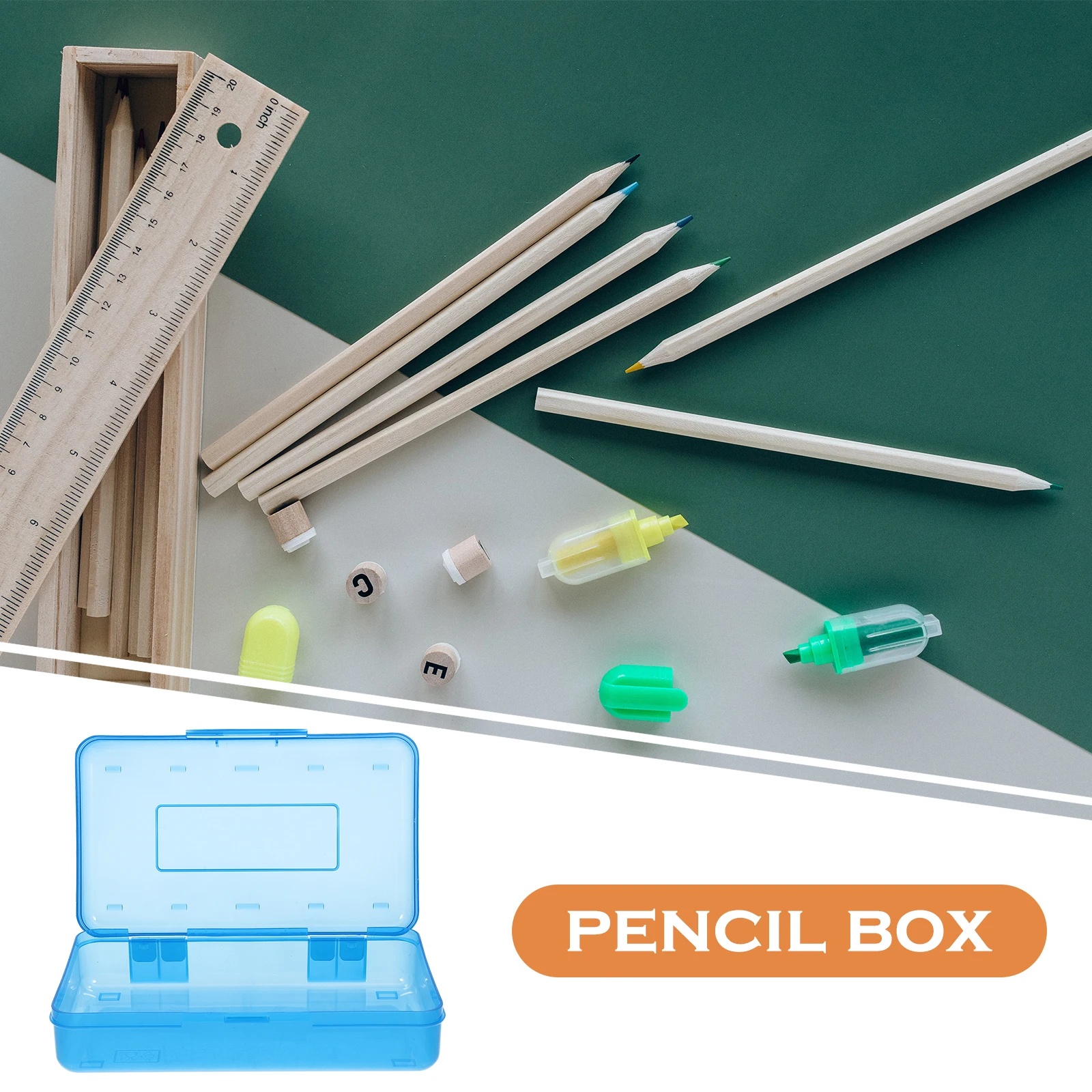 

Plastic Pencil Case Organizer with Lid for Colored Pencils Crayon Container Pupils
