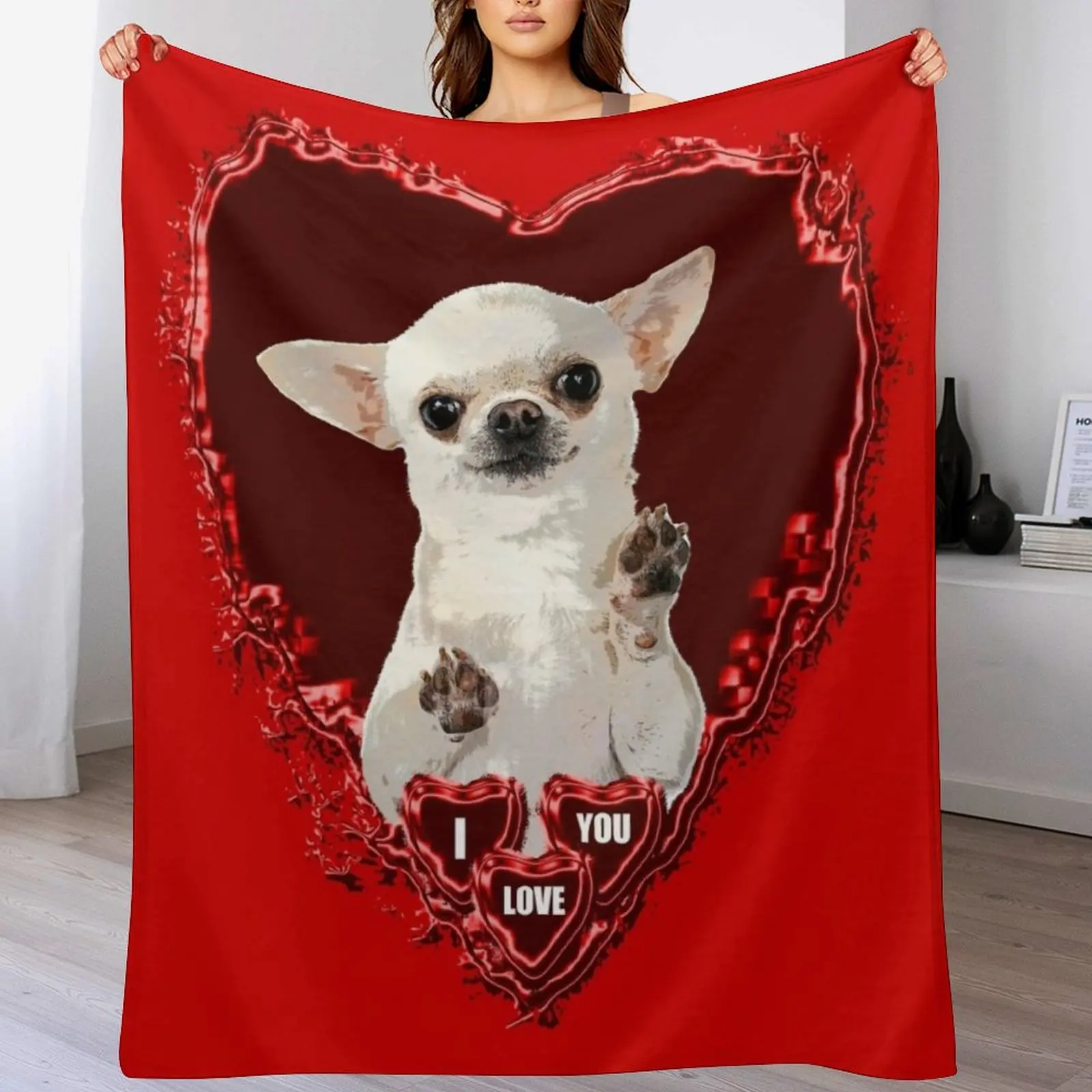 

CHIHUAHUA ST VALENTIN DOG Throw Blanket Sofa heavy to sleep Bed covers cosplay anime Blankets