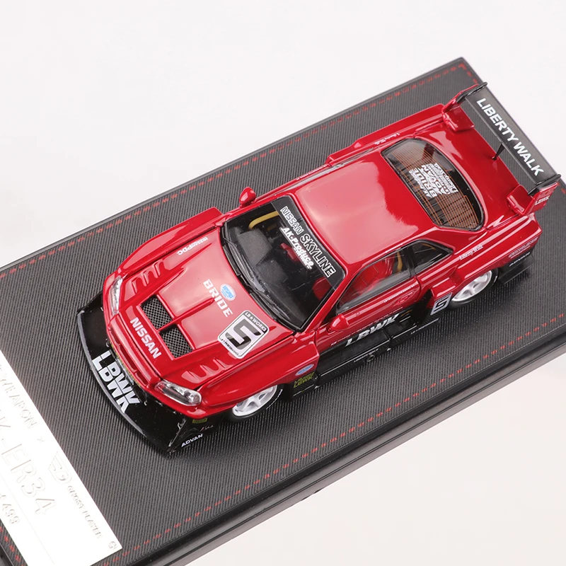 Street Weapon SW 1:64 LBWK R34 Alloy Car Model Collection Super Silhouette Hood Can Open Miniature Carros Toys