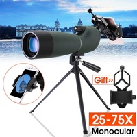 Bird Watching Monocular 25-75X70 Zoom BAK4 Telescope Waterproof Spotting Scope Binoculars with Tripod Phone Holder Hunting Optic