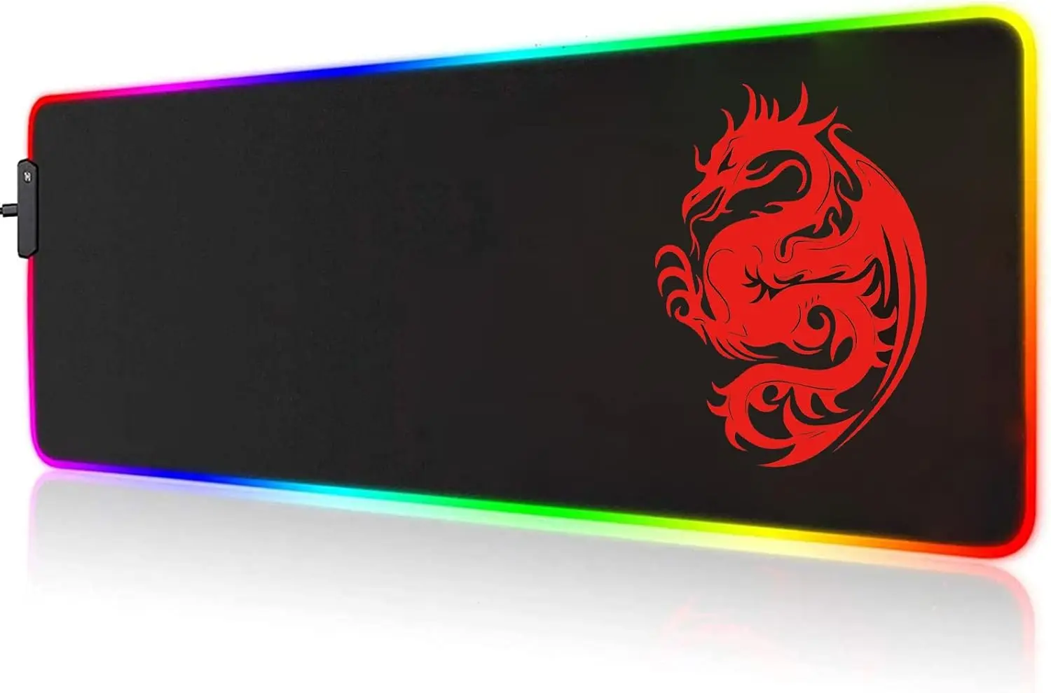 RGB Gaming Mouse Pad Large Extended Computer Keyboard Mousepad Dragon Pattern High-Performance LED Desk Mats Optimized for Gamer